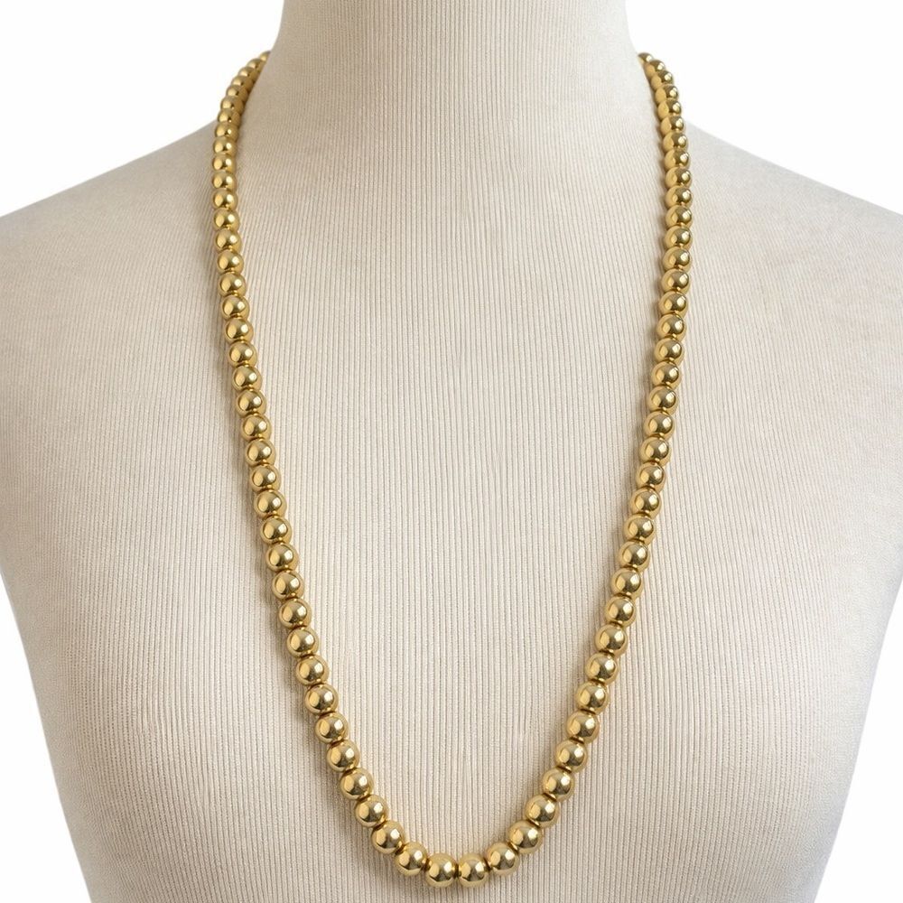 Vintage Gold Tone Beaded Necklace Korea 1970s 1980s